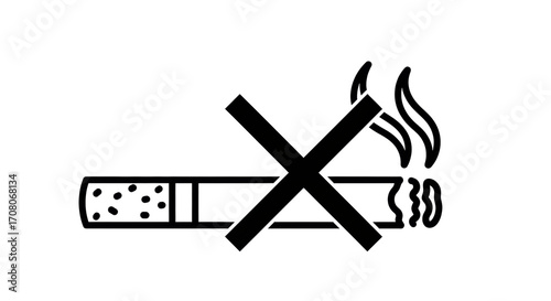 Isolated Sign for no smoking, symbol meaning, prohibited activities, health risk, area ban