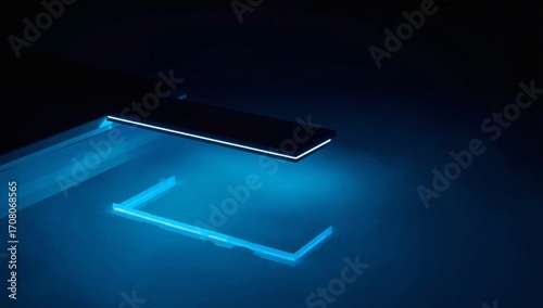 Glowing Diving Board Edge Over Water Ripples
