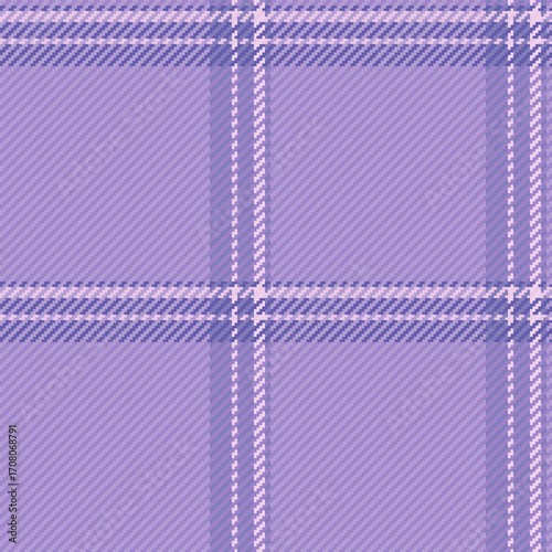 Grungy background fabric texture, scrap seamless tartan vector. Couch textile pattern check plaid in light and violet colors.