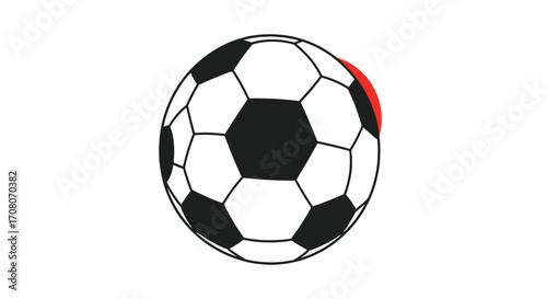 Classic Soccer Ball with Red Accent.