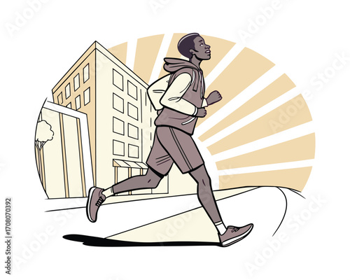 Fast athletic runner sprinting with determination and strength
