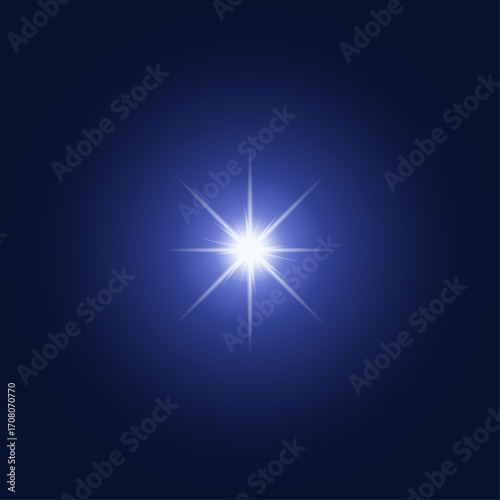 Celestial Brilliance: A radiant star shines against the deep blue canvas, its eight points of light hinting at the vastness and mystery of the cosmos.