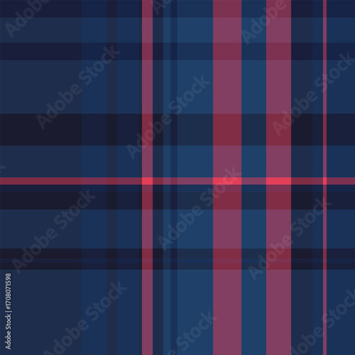 Classic plaid pattern with intersecting lines in navy, blue, and wine hues.  Perfect for backgrounds, textiles, and design projects requiring a traditional touch.  Versatile, clean, and elegant.