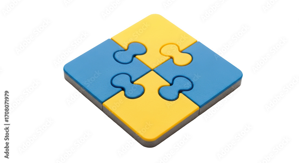 Obraz premium Isolated jigsaw puzzle of four pieces, connected and arranged in a square shape on surface