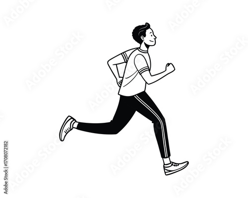 Fast athletic runner sprinting with determination and strength