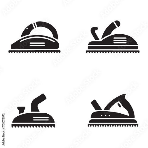 Power planer full solid icons set