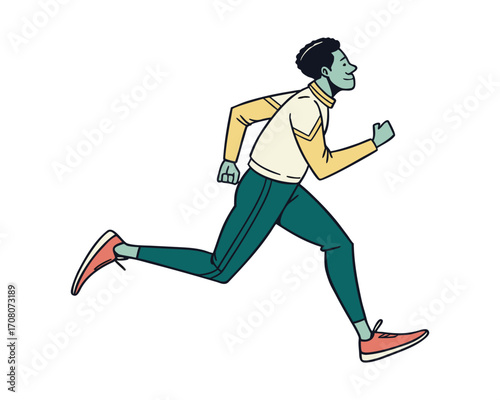 Fast athletic runner sprinting with determination and strength