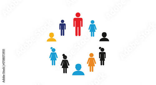 Diverse group of people in a circle illustration.