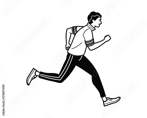 Fast athletic runner sprinting with determination and strength
