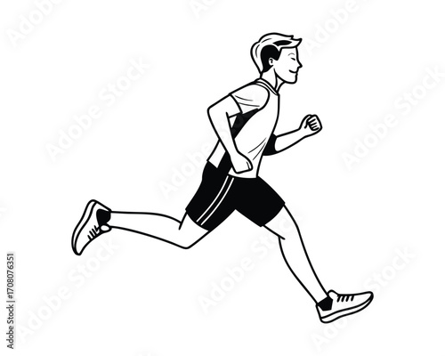 Fast athletic runner sprinting with determination and strength