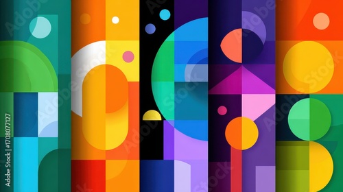 Colorful geometric shapes creating modern abstract background design