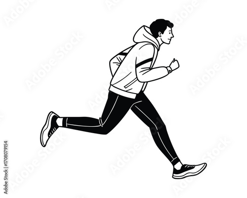 Fast athletic runner sprinting with determination and strength