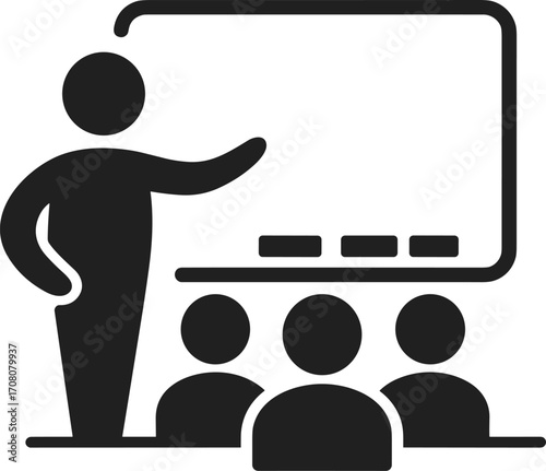 Teacher Presenting to Students at a Whiteboard Icon untitled illustration