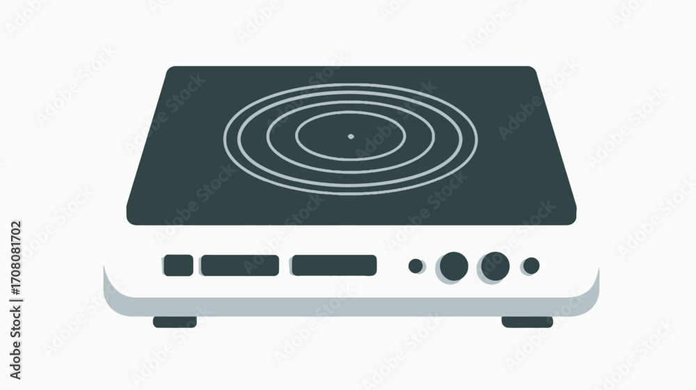 Fototapeta premium Induction Stove Icon, Household Appliances, Minimal Design, Digital Illustration, Modern Kitchen, Flat View, Efficient Cooking