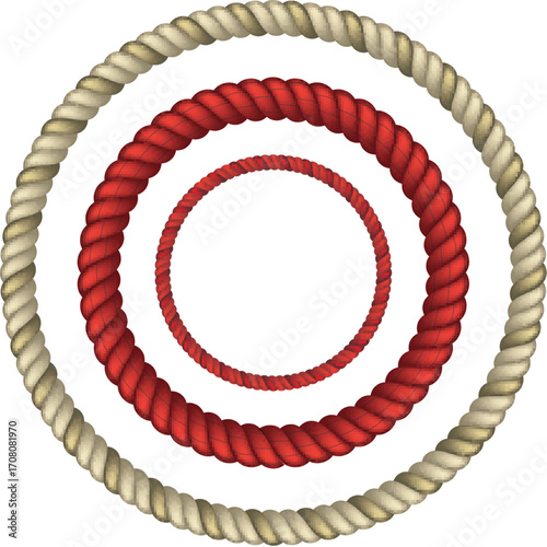 set of Circular rope. realistic vector eps10