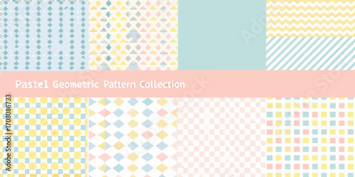 Pastel Geometric Patterns Collection With Text Overlay Keywords: pastel, geometric, pattern
