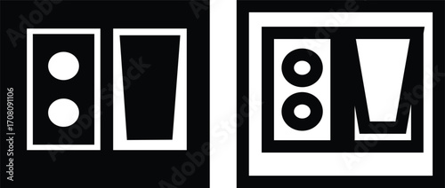 Electric Switchboard Icon Set in Black Color Flat and Line Style Circuit Panel Vector Electrical Board Symbol Collection Power Control System Interface