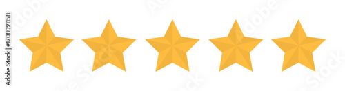Five stars rate icon. Customer product rating review flat icon. Customer review with five stars. Service satisfaction, quality, rate vector illustration 