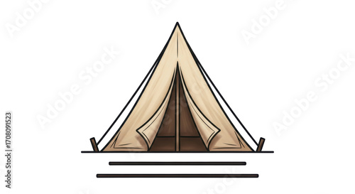 Isolated Illustration of a Simple Camping Tent Set Up for Outdoor Activities and Shelter