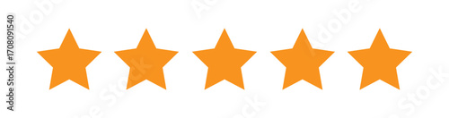 Five stars rate icon. Customer product rating review flat icon. Customer review with five stars. Service satisfaction, quality, rate vector illustration 