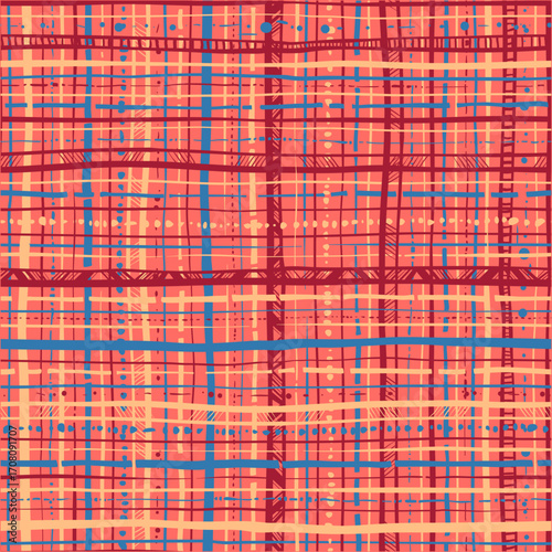 Line Doodle Seamless Pattern 7 - Hand-Drawn Tartan 2