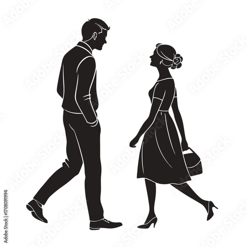Vector illustration of a happy couple spending time together, enjoying outdoor activities, love, and companionship.