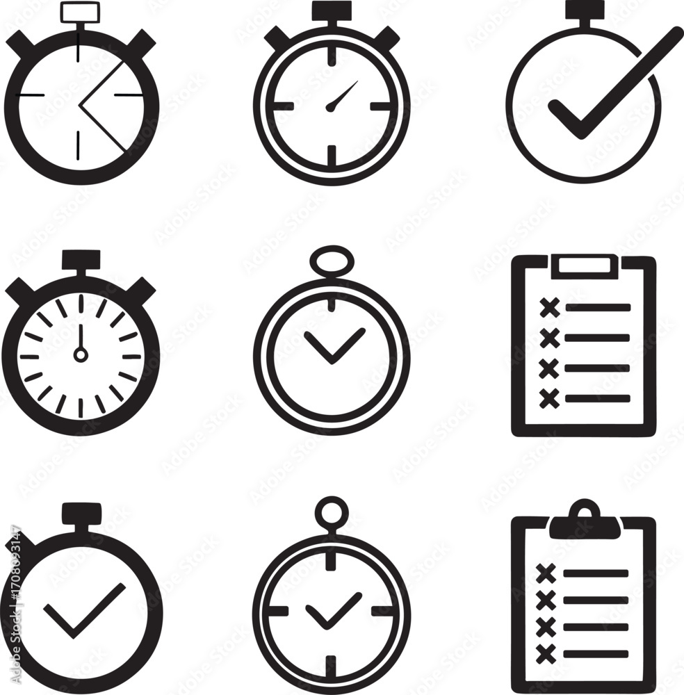 Fototapeta premium Time Management Icons and Checklists
