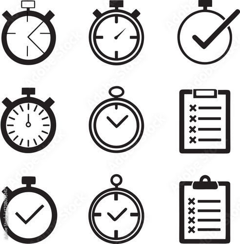 Time Management Icons and Checklists