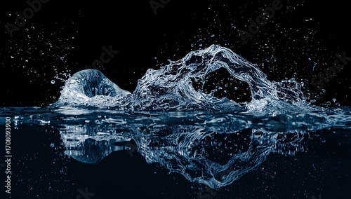 Dynamic Water Splash Forming the Shape of a Swimmer in Motion