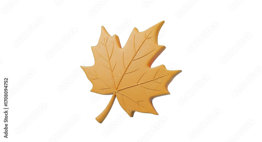 Fototapeta premium Embark on an autumnal journey with a golden maple leaf symbolizing change and reflection on transparent background