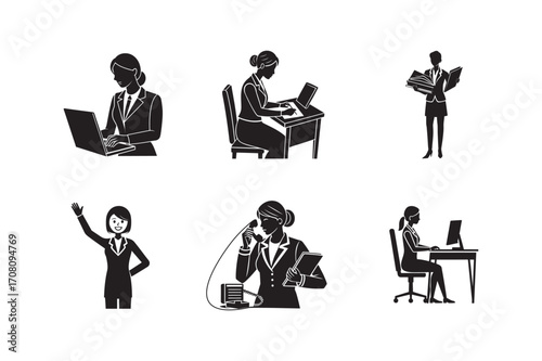 Essential Office Administrative Assistant Silhouette Collection