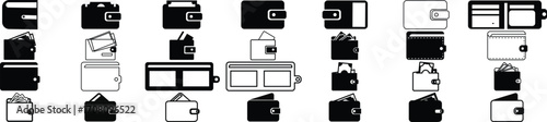 Wallet Icons Collection with Money and Finance Symbols