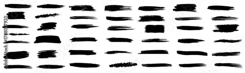 Paint brush stroke. Ink splatter, grunge line artistic hand drawn border brushes. Dirty. Vector set