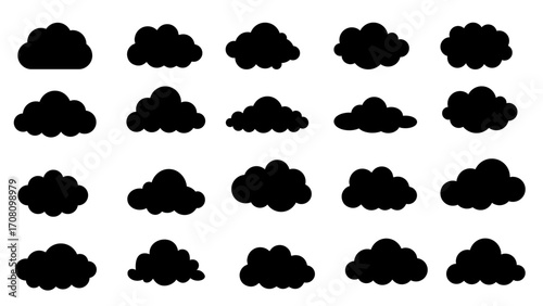 black clouds icon set. vector icon