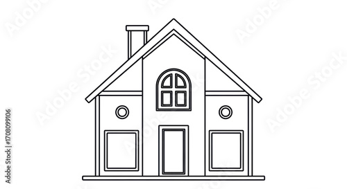 Isolated House Line Art