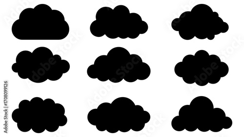 black clouds icon set. vector icon