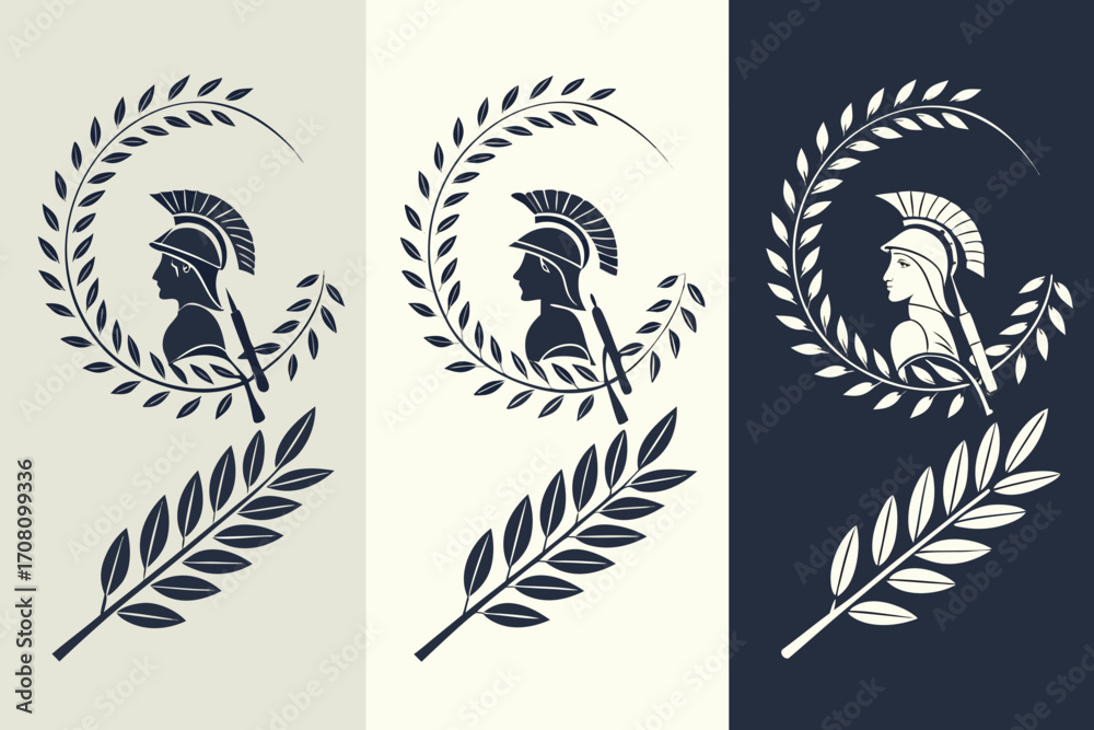 Obraz premium minimal laurel sign set vector icon logo