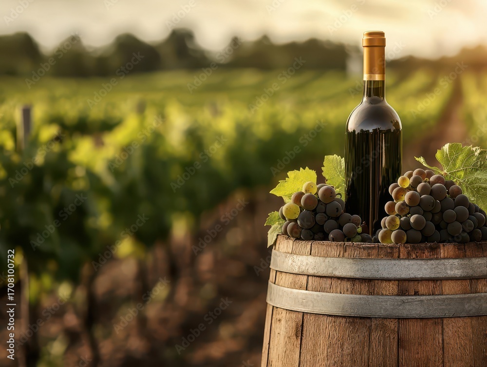 Fototapeta premium Sustainable vineyard estate with drip irrigation, Agricultural Real Estate Farmland, ecofriendly wine production