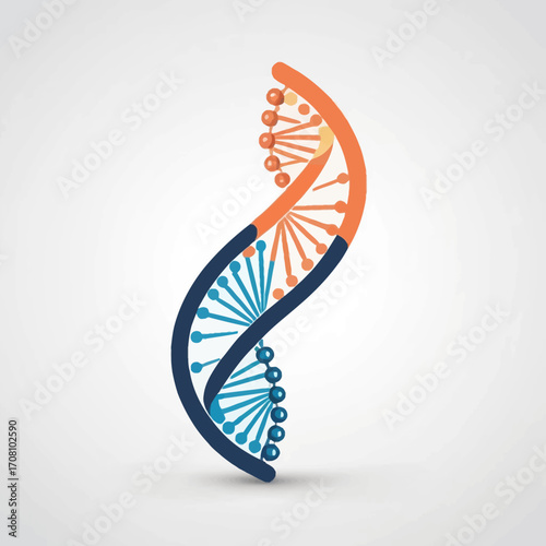 Colorful DNA helix illustration displaying genetic information and scientific data