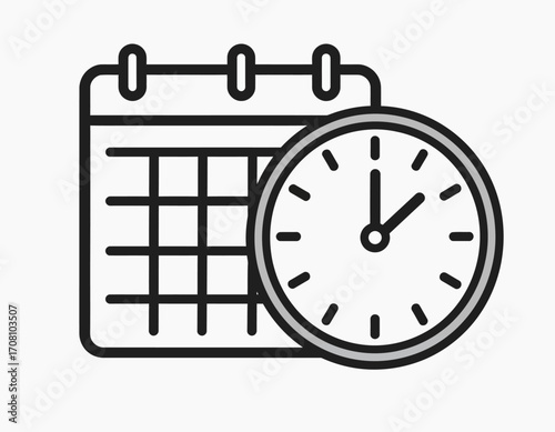 Calendar and clock icon symbolizing time management and scheduling.
