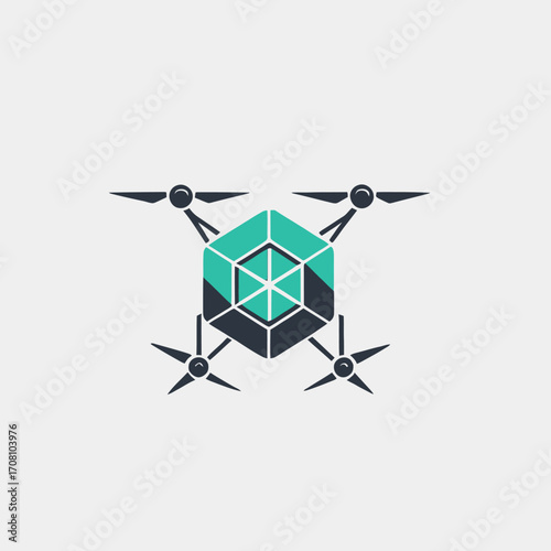 Geometric drone illustration symbolizing technology and innovative aerial perspective