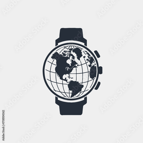Global Time: A Symbolic Wristwatch Displaying a World Map for International Connection
