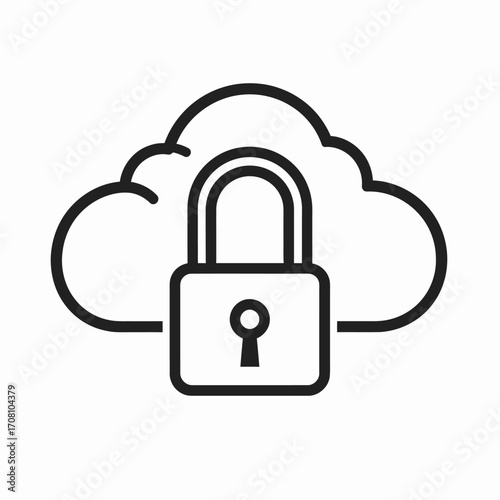 Cloud Security Lock Icon for Data Protection and Privacy.