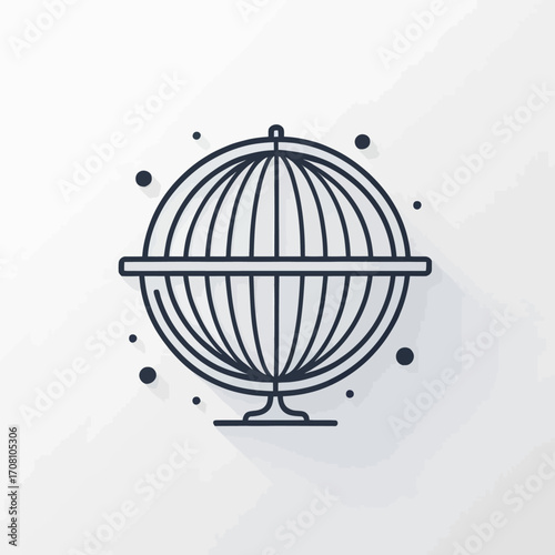 Minimalist line drawing showcasing a stylized representation of a terrestrial globe