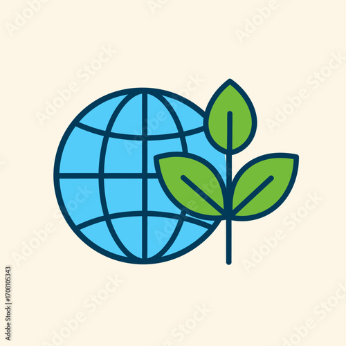Earth and Plant - A Symbol of Environmental Sustainability and Global Ecology.