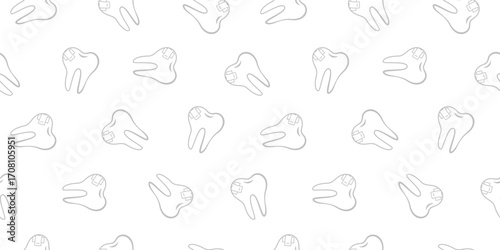 doodle Teeth Pattern background. doodle tooth pattern background. dental seamless pattern background.	