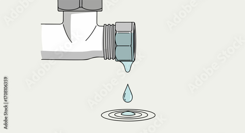 Dripping faucet with water drop showing leak, a problem that can waste water. Dripping faucet is an illustration of a plumbing fixture that requires attention.