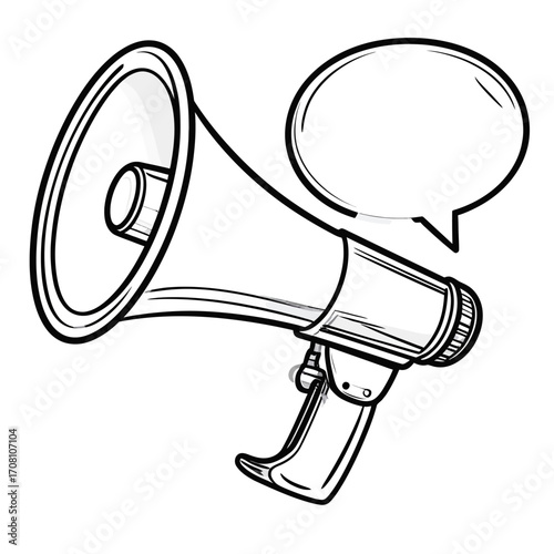 Megaphone with Speech Bubble - Amplifying Voices and Messages.