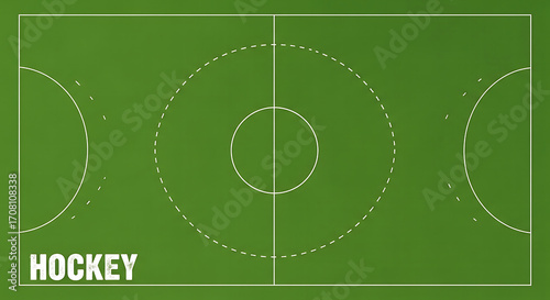 Vibrant Green Hockey Field Illustration Overhead View of a Modern Sports Pitch Layout Design