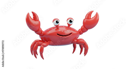 A cheerful red crab waves hello inviting warmth and a bit of ocean fun into your day with its on transparent background